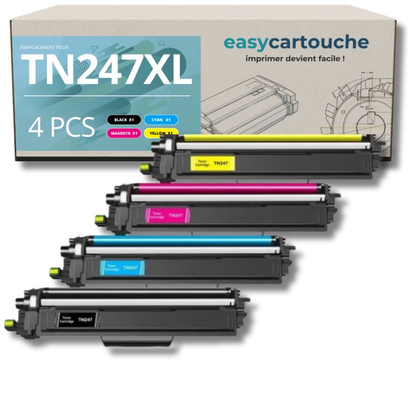 Pack de 4 toners compatible BROTHER TN-247XL